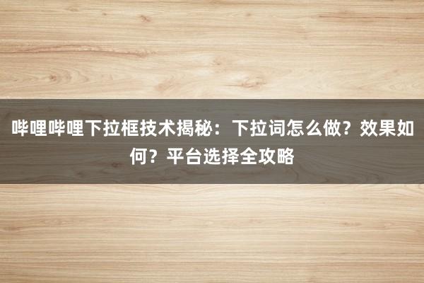 哔哩哔哩下拉框技术揭秘：下拉词怎么做？效果如何？平台选择全攻略