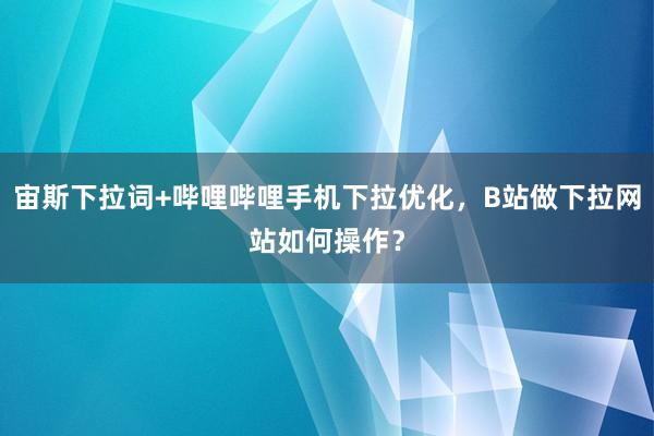宙斯下拉词+哔哩哔哩手机下拉优化，B站做下拉网站如何操作？
