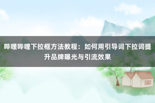 哔哩哔哩下拉框方法教程：如何用引导词下拉词提升品牌曝光与引流效果