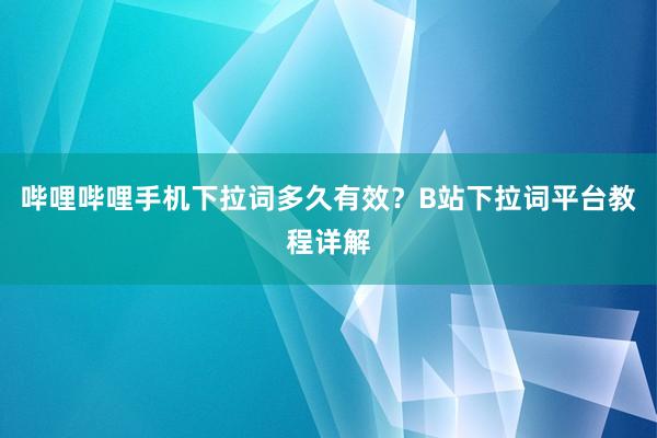 哔哩哔哩手机下拉词多久有效？B站下拉词平台教程详解