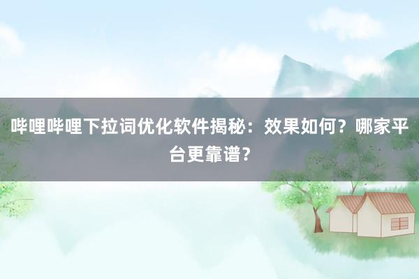 哔哩哔哩下拉词优化软件揭秘：效果如何？哪家平台更靠谱？