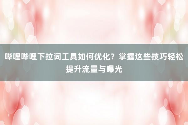 哔哩哔哩下拉词工具如何优化？掌握这些技巧轻松提升流量与曝光