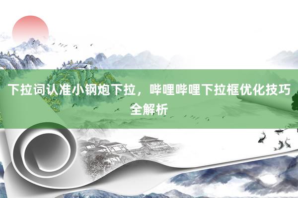 下拉词认准小钢炮下拉，哔哩哔哩下拉框优化技巧全解析