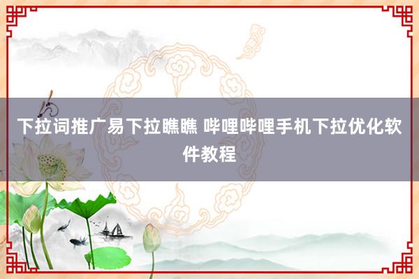 下拉词推广易下拉瞧瞧 哔哩哔哩手机下拉优化软件教程