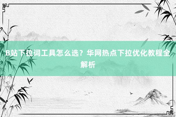 B站下拉词工具怎么选？华网热点下拉优化教程全解析