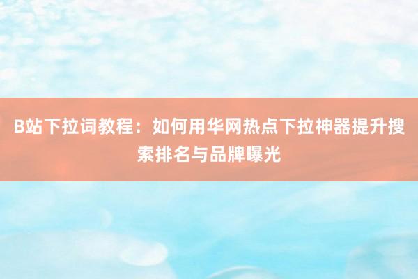B站下拉词教程：如何用华网热点下拉神器提升搜索排名与品牌曝光