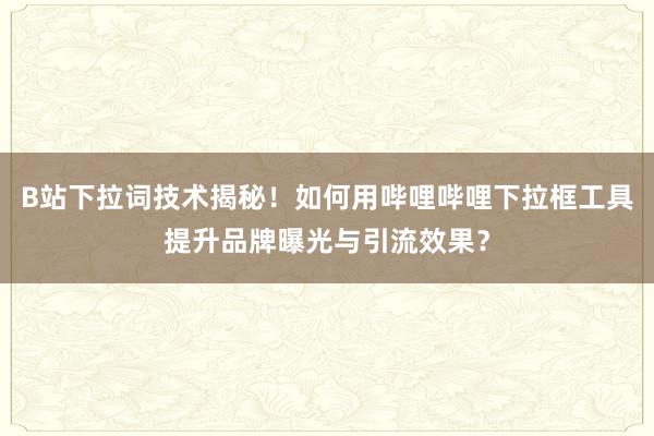 B站下拉词技术揭秘！如何用哔哩哔哩下拉框工具提升品牌曝光与引流效果？