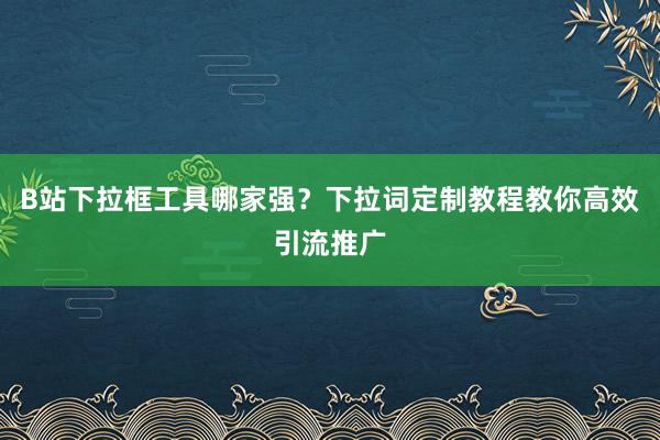 B站下拉框工具哪家强？下拉词定制教程教你高效引流推广