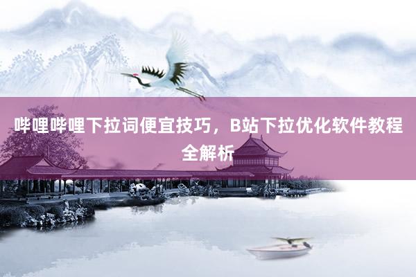 哔哩哔哩下拉词便宜技巧，B站下拉优化软件教程全解析