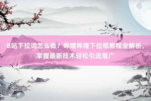 B站下拉词怎么做？哔哩哔哩下拉框教程全解析，掌握最新技术轻松引流推广