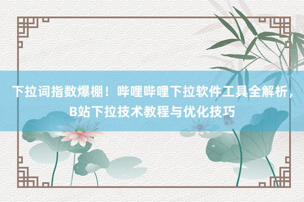 下拉词指数爆棚！哔哩哔哩下拉软件工具全解析，B站下拉技术教程与优化技巧