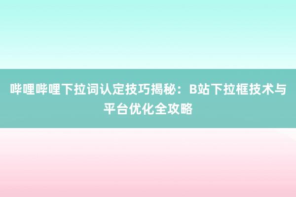 哔哩哔哩下拉词认定技巧揭秘：B站下拉框技术与平台优化全攻略