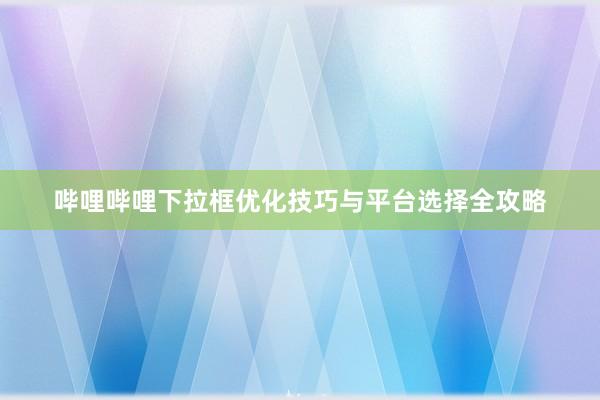 哔哩哔哩下拉框优化技巧与平台选择全攻略