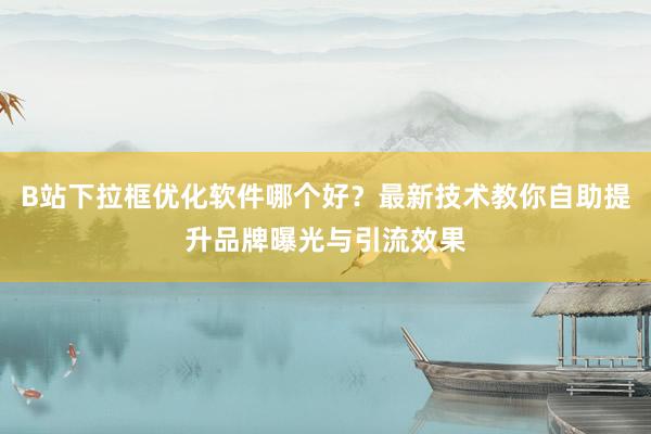 B站下拉框优化软件哪个好？最新技术教你自助提升品牌曝光与引流效果