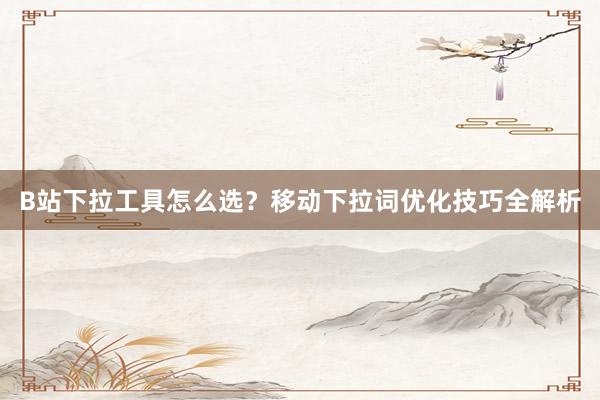 B站下拉工具怎么选？移动下拉词优化技巧全解析