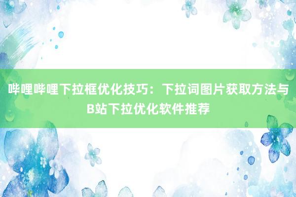 哔哩哔哩下拉框优化技巧：下拉词图片获取方法与B站下拉优化软件推荐