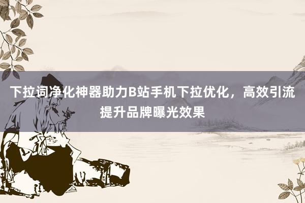 下拉词净化神器助力B站手机下拉优化，高效引流提升品牌曝光效果