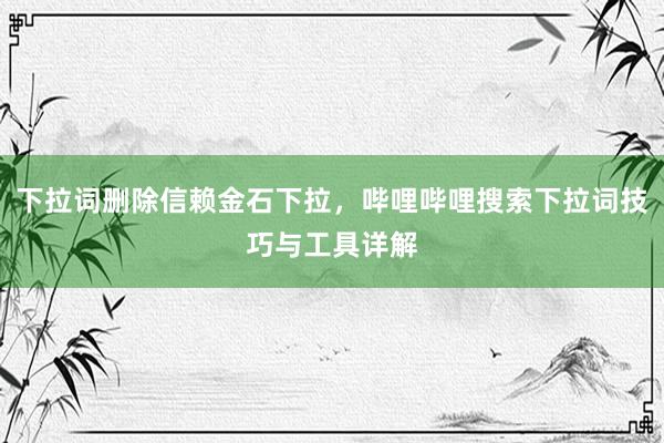下拉词删除信赖金石下拉，哔哩哔哩搜索下拉词技巧与工具详解
