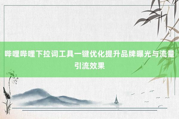 哔哩哔哩下拉词工具一键优化提升品牌曝光与流量引流效果