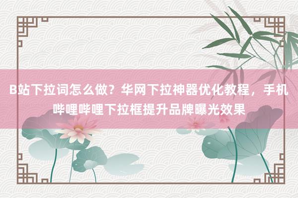 B站下拉词怎么做？华网下拉神器优化教程，手机哔哩哔哩下拉框提升品牌曝光效果