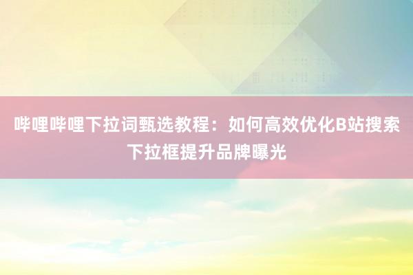 哔哩哔哩下拉词甄选教程：如何高效优化B站搜索下拉框提升品牌曝光