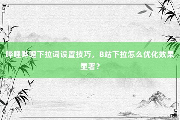 哔哩哔哩下拉词设置技巧，B站下拉怎么优化效果显著？
