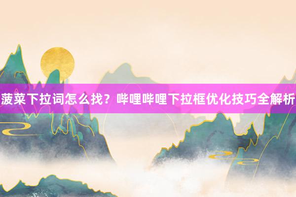 菠菜下拉词怎么找？哔哩哔哩下拉框优化技巧全解析