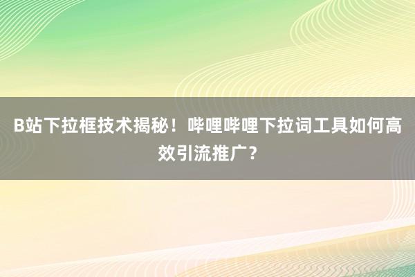 B站下拉框技术揭秘！哔哩哔哩下拉词工具如何高效引流推广？