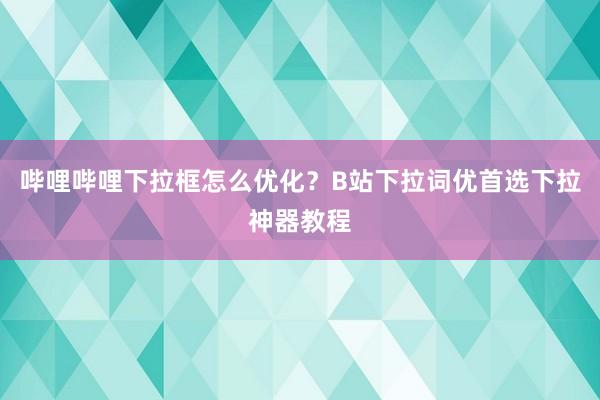 哔哩哔哩下拉框怎么优化？B站下拉词优首选下拉神器教程