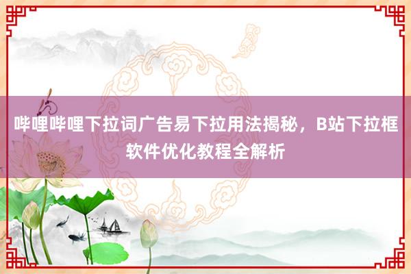 哔哩哔哩下拉词广告易下拉用法揭秘，B站下拉框软件优化教程全解析