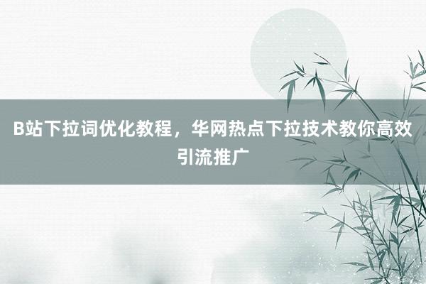 B站下拉词优化教程，华网热点下拉技术教你高效引流推广