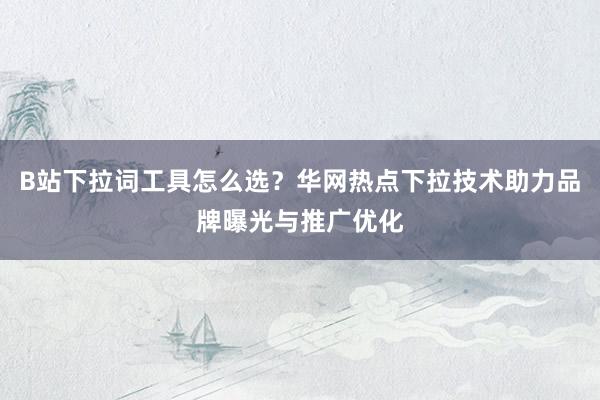 B站下拉词工具怎么选？华网热点下拉技术助力品牌曝光与推广优化