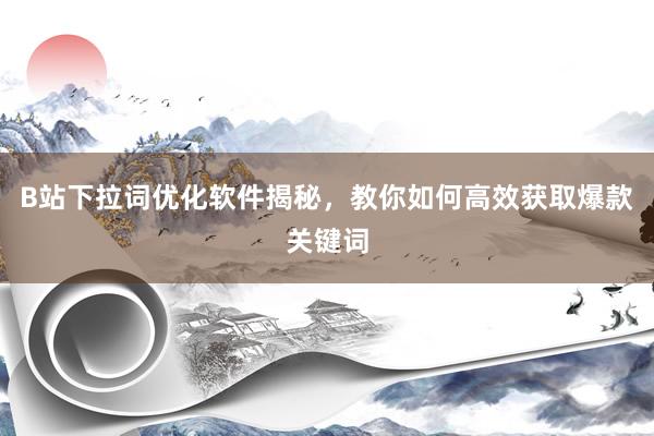 B站下拉词优化软件揭秘，教你如何高效获取爆款关键词
