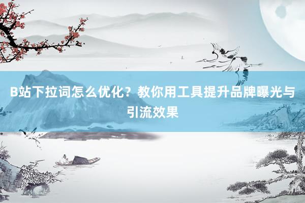 B站下拉词怎么优化？教你用工具提升品牌曝光与引流效果