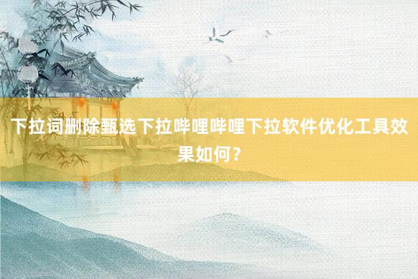 下拉词删除甄选下拉哔哩哔哩下拉软件优化工具效果如何？