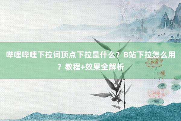 哔哩哔哩下拉词顶点下拉是什么？B站下拉怎么用？教程+效果全解析