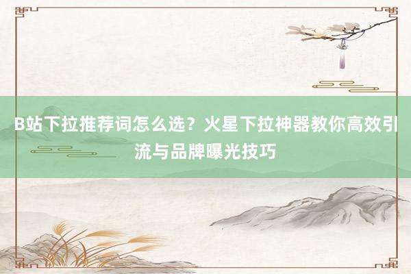 B站下拉推荐词怎么选？火星下拉神器教你高效引流与品牌曝光技巧